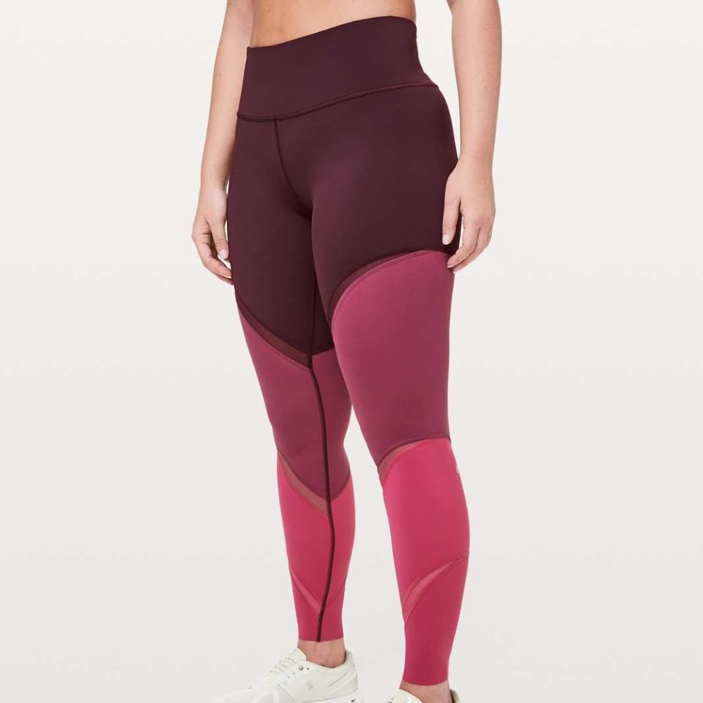 Lululemon Colour Me Ombre Tight Leggings 28" Nulux Mesh Adobe Blush Violet Red
